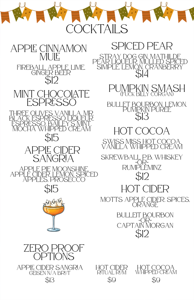 Fall Cocktail Menu @ Gracie O’Malley’s Edgewater