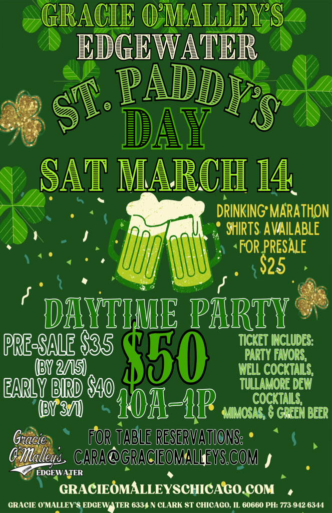 St. Patrick’s Day Daytime Party – Saturday, March 14 | Edgewater