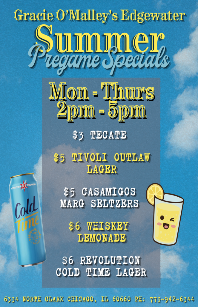Summer Pregame Specials - Gracie O’Malley’s Edgewater