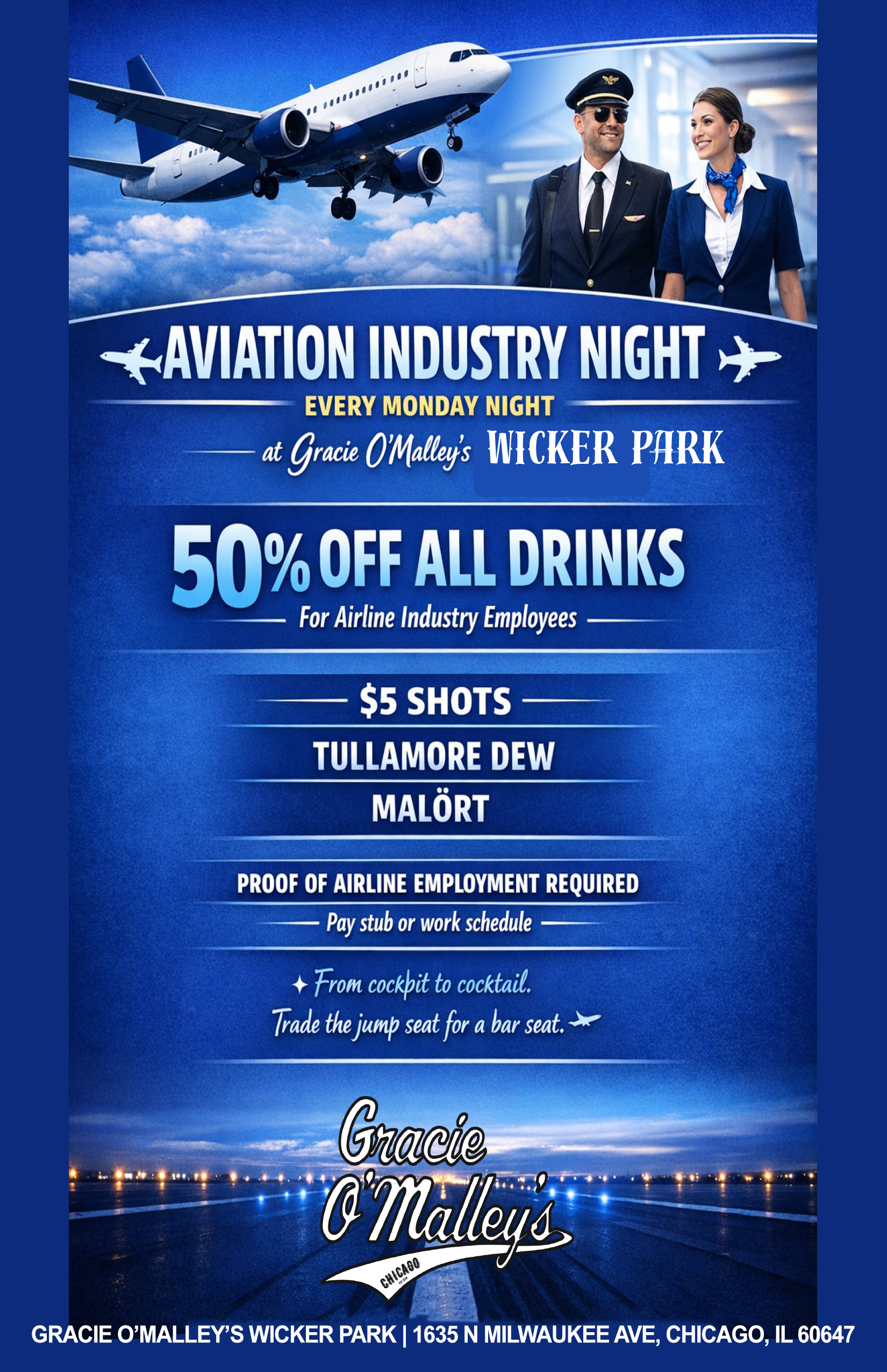 Aviation Industry Night - Gracie O’Malley’s Wicker Park - Every Monday Night