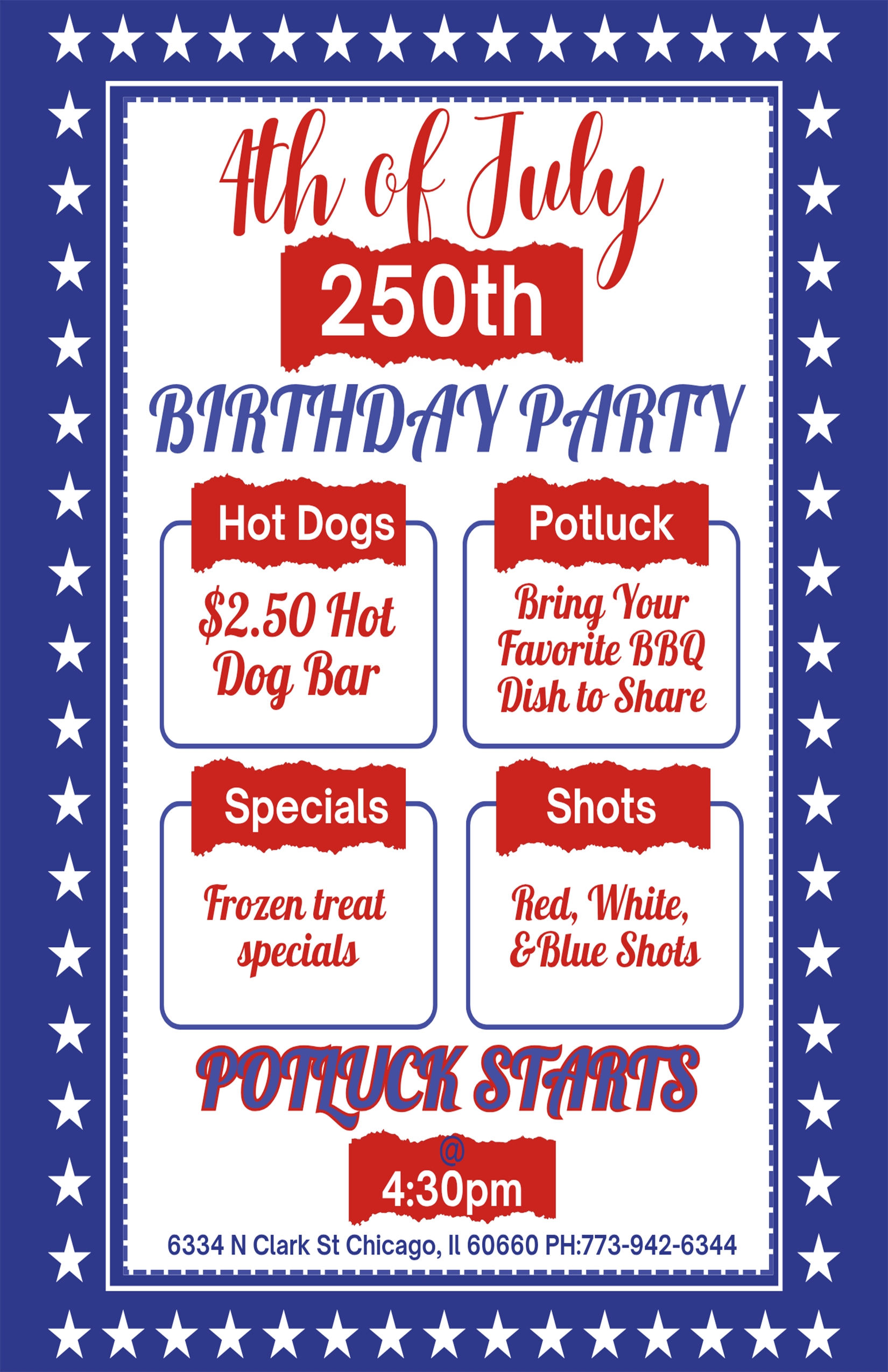 Saturday, July 4 | 4th of July 250th Birthday Party | Gracie O’Malley’s Edgewater