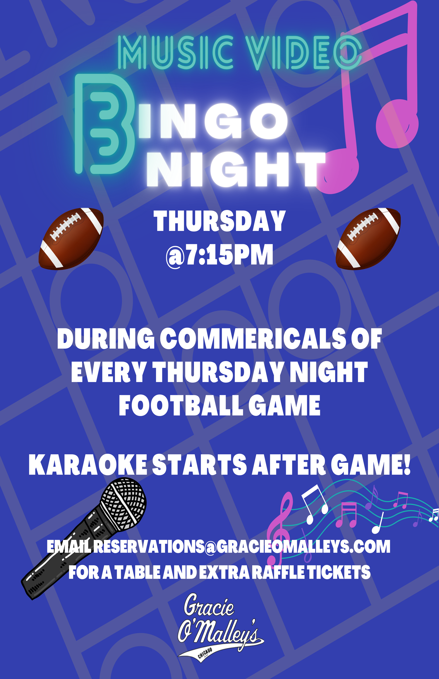Music Video Bingo + Thursday Night Football | Gracie O’Malley’s Wicker Park